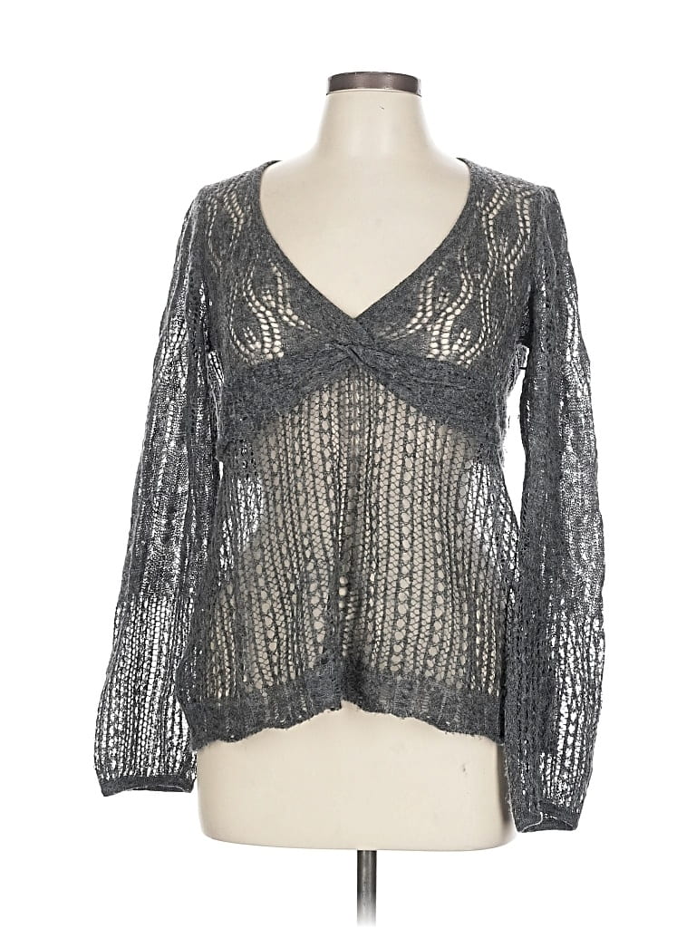 Pre-owned Knitted & Knotted Pullover Sweater In Gray