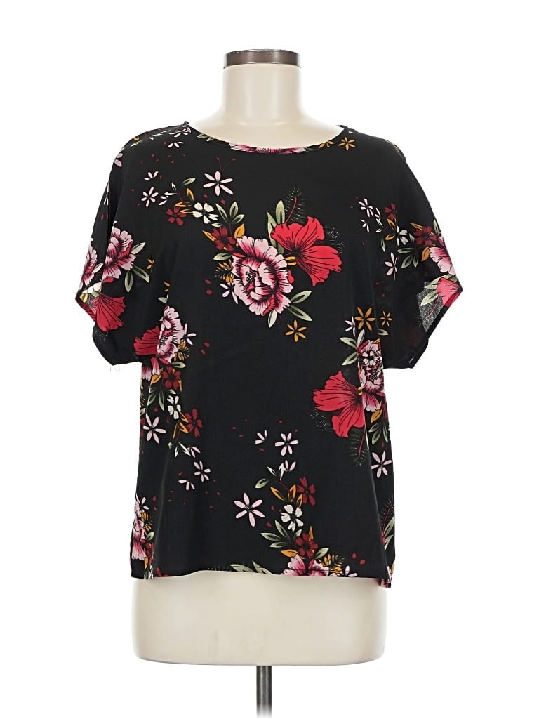 Pre-owned Shein Short Sleeve Blouse In Black