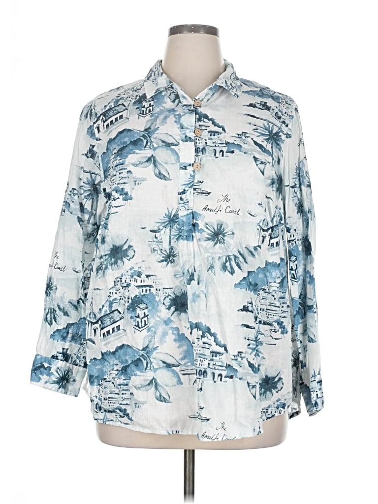 Pre-owned Cynthia Rowley 3/4 Sleeve Blouse In Blue