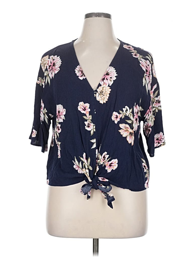 Pre-owned Luq Short Sleeve Blouse In Blue