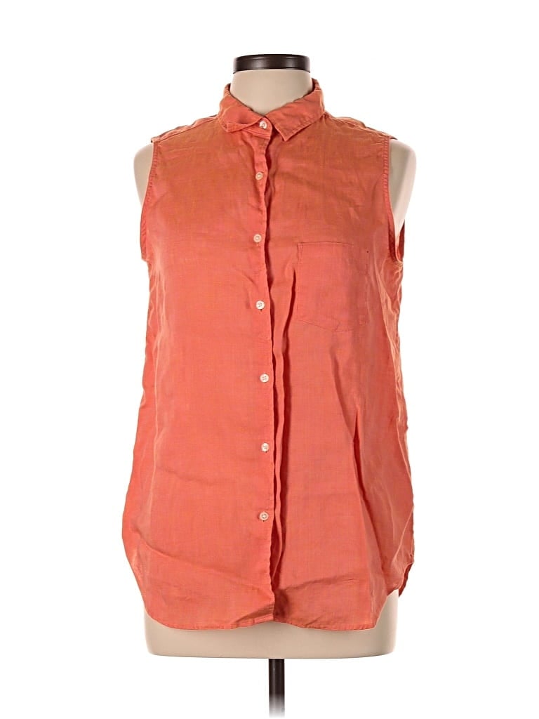 Pre-owned Uniqlo Sleeveless Button Down Shirt In Orange