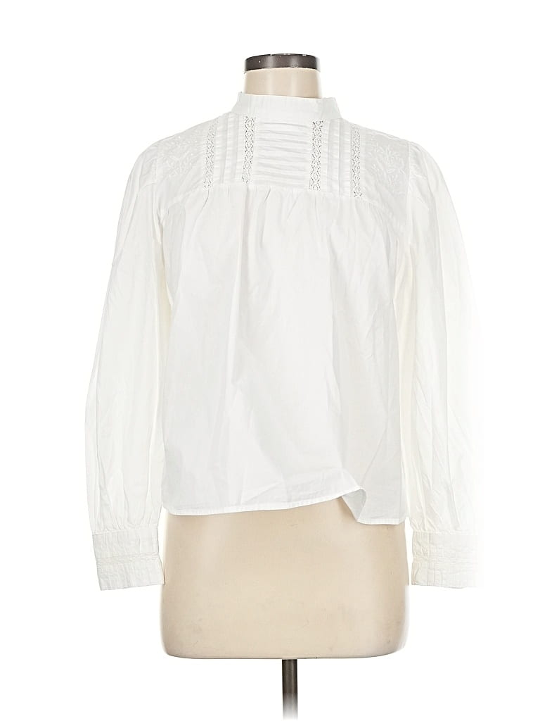 Pre-owned Zara Long Sleeve Blouse In White