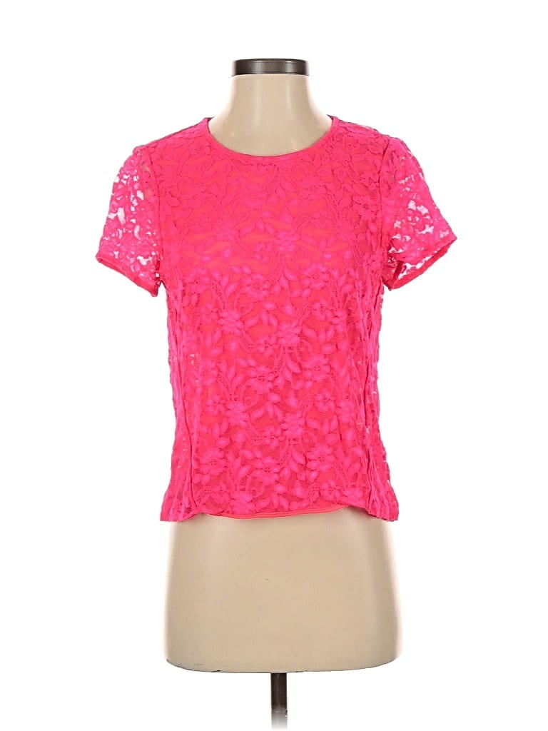 Pre-owned Moda International Short Sleeve Top Pink Sweetheart Neckline Tops