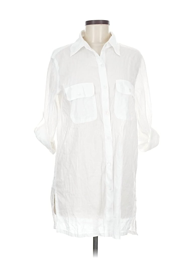 Pre-owned Polo Ralph Lauren 3/4 Sleeve Button Down Shirt In White