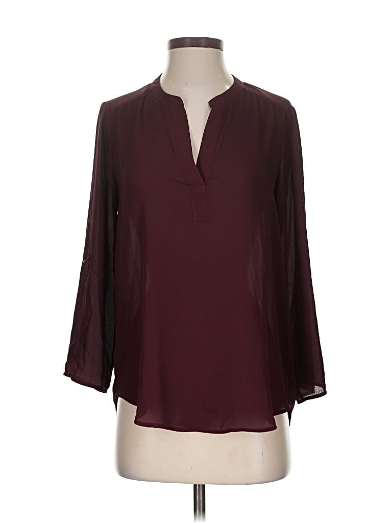 Pre-owned Daniel Rainn 3/4 Sleeve Blouse In Burgundy
