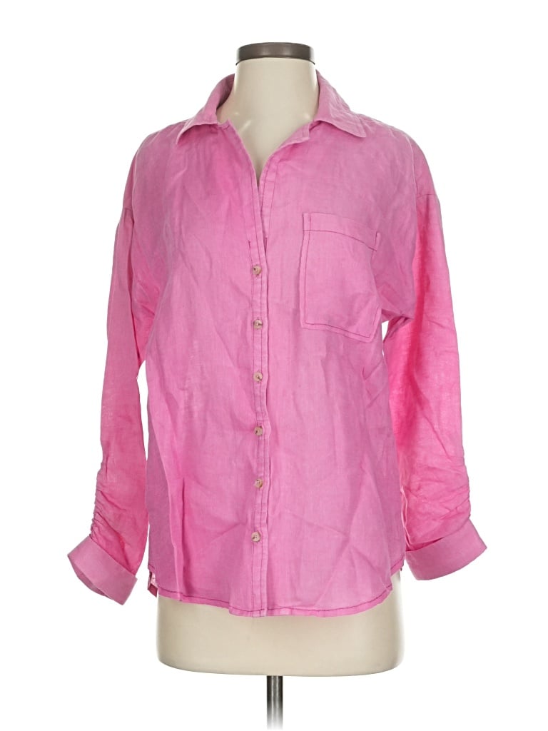 Pre-owned Maeve By Anthropologie 3/4 Sleeve Button Down Shirt In Pink
