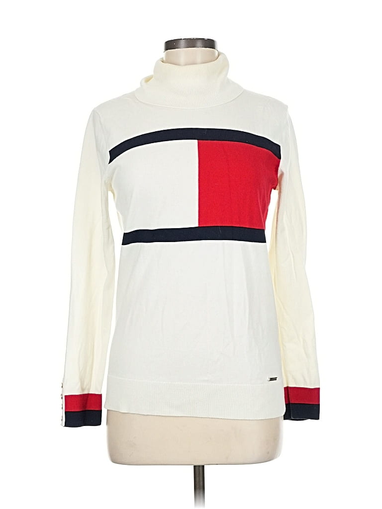 Pre-owned Tommy Hilfiger Turtleneck Sweater In White