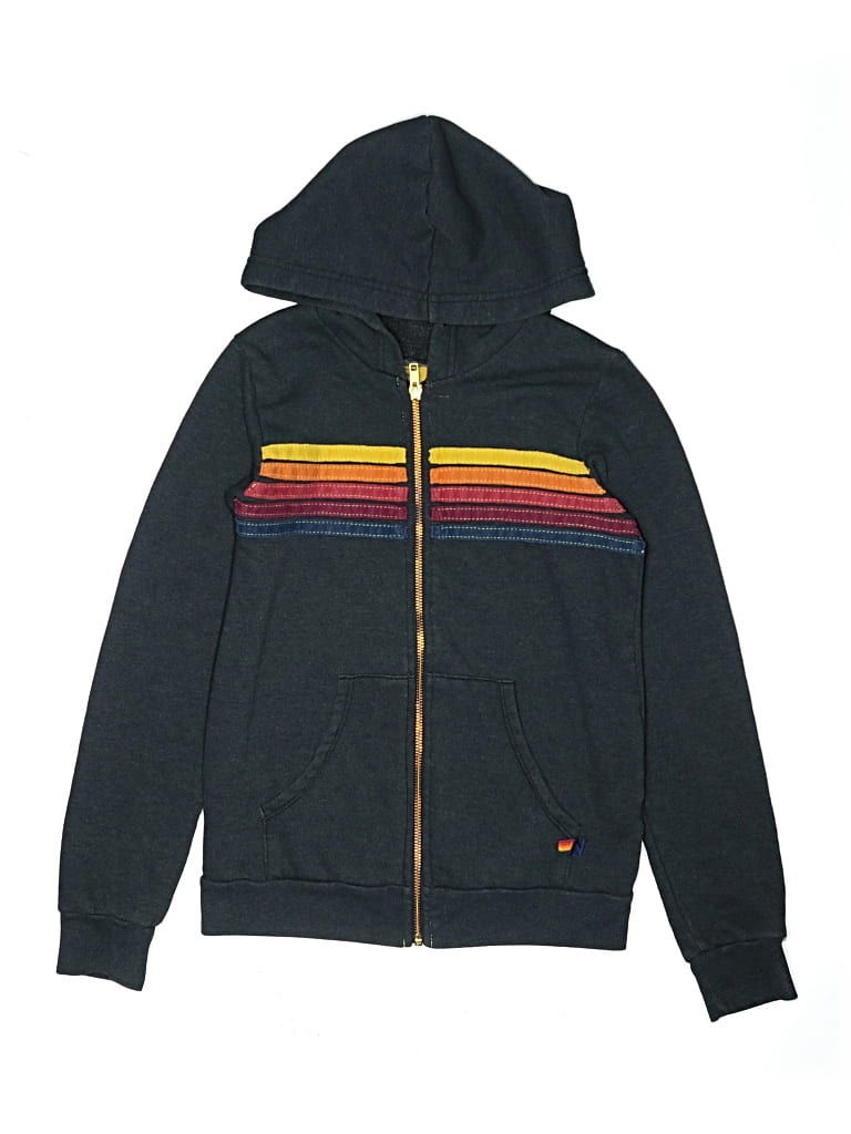 Pre-owned Aviator Nation Kids' Zip Up Hoodie In Black