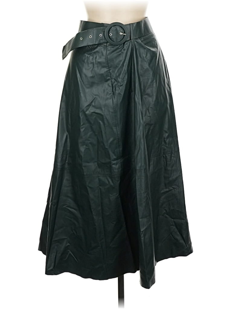 Pre-owned Zara Faux Leather Skirt In Green