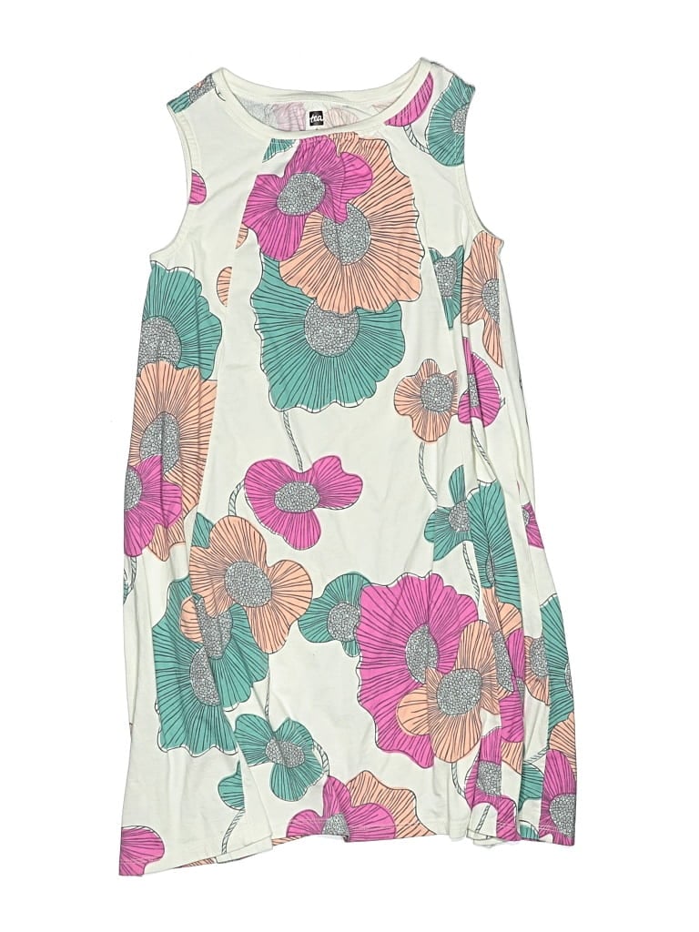 Pre-owned Tea Kids' Dress In White