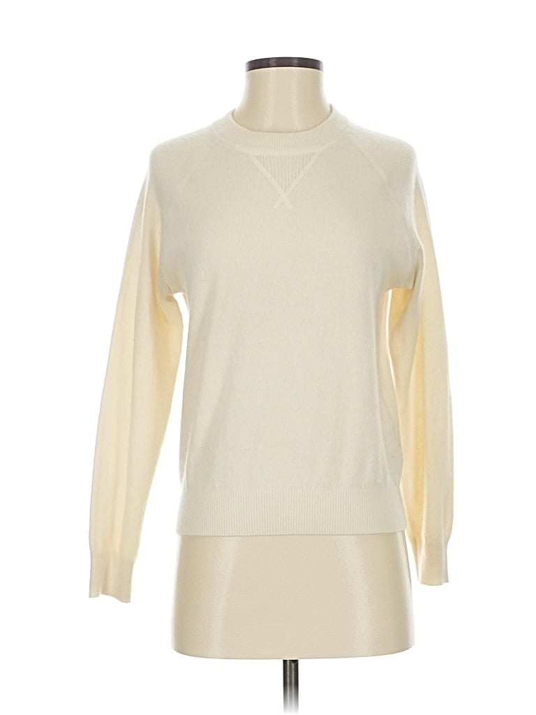 Pre-owned Quince Cashmere Pullover Sweater In White