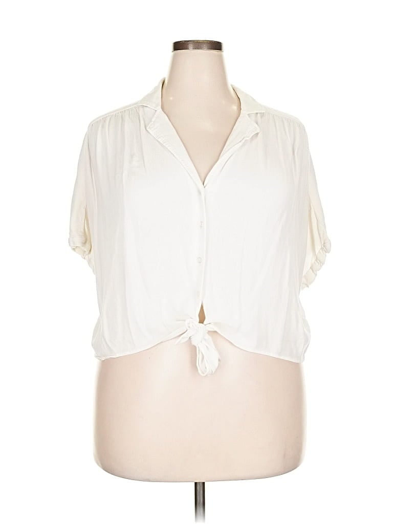 Pre-owned H&m Short Sleeve Blouse In White