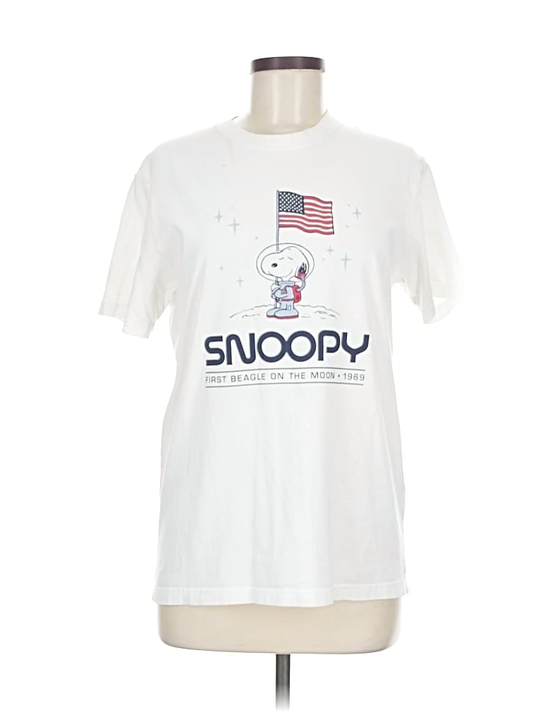 Pre-owned Peanuts Short Sleeve T-shirt In White