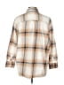 Old Navy 100% Cotton Plaid Tan 3/4 Sleeve Button-Down Shirt Size L - photo 2