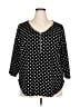 Green Envelope Polka Dots Black 3/4 Sleeve Blouse Size 3X - photo 1