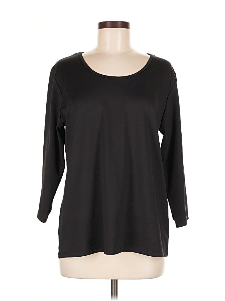 Pre-owned Susan Graver 3/4 Sleeve T-shirt In Black