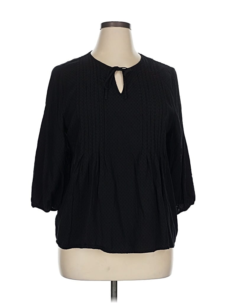 Pre-owned Croft & Barrow 3/4 Sleeve Blouse In Black