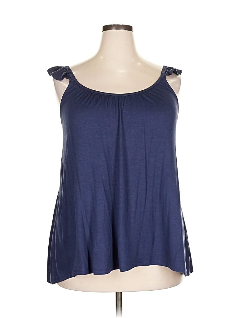 Pre-owned Lane Bryant Sleeveless Top Blue Sweetheart Neckline Tops