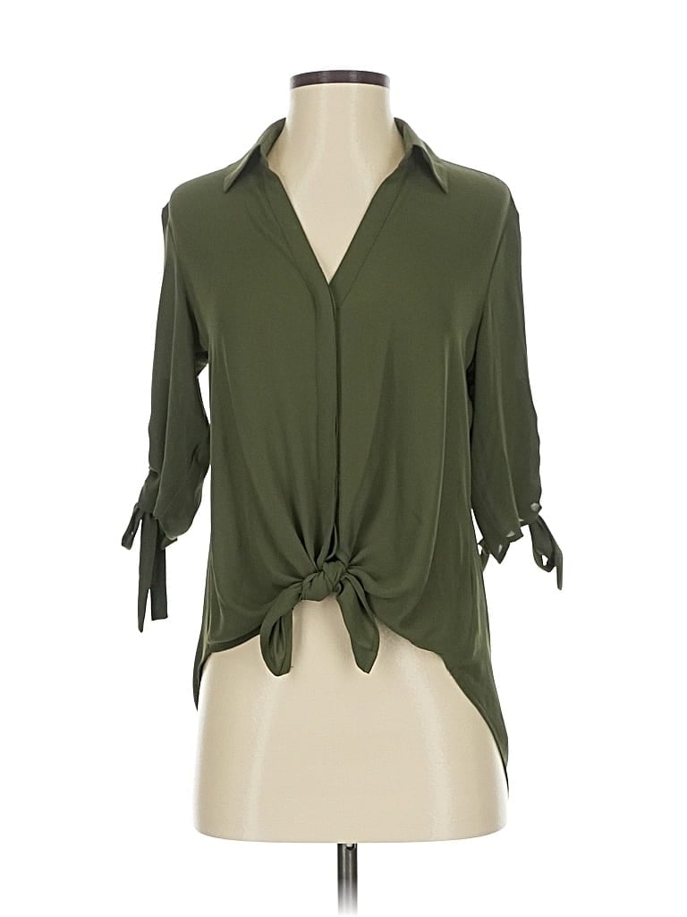 Express 3/4 Sleeve Blouse In Green