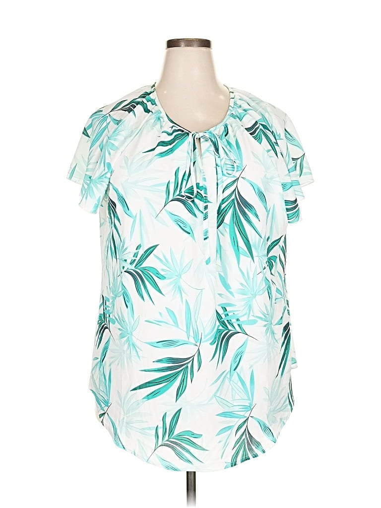 Simplefun Short Sleeve Blouse In Blue