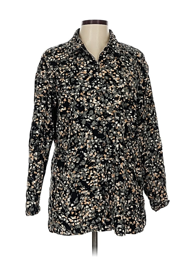 Pre-owned Jjill Long Sleeve Button Down Shirt In Black