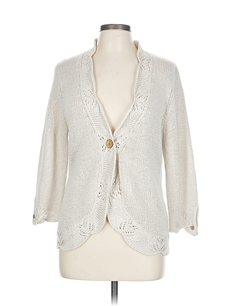 Pre-owned Coldwater Creek Cardigan Sweater In White