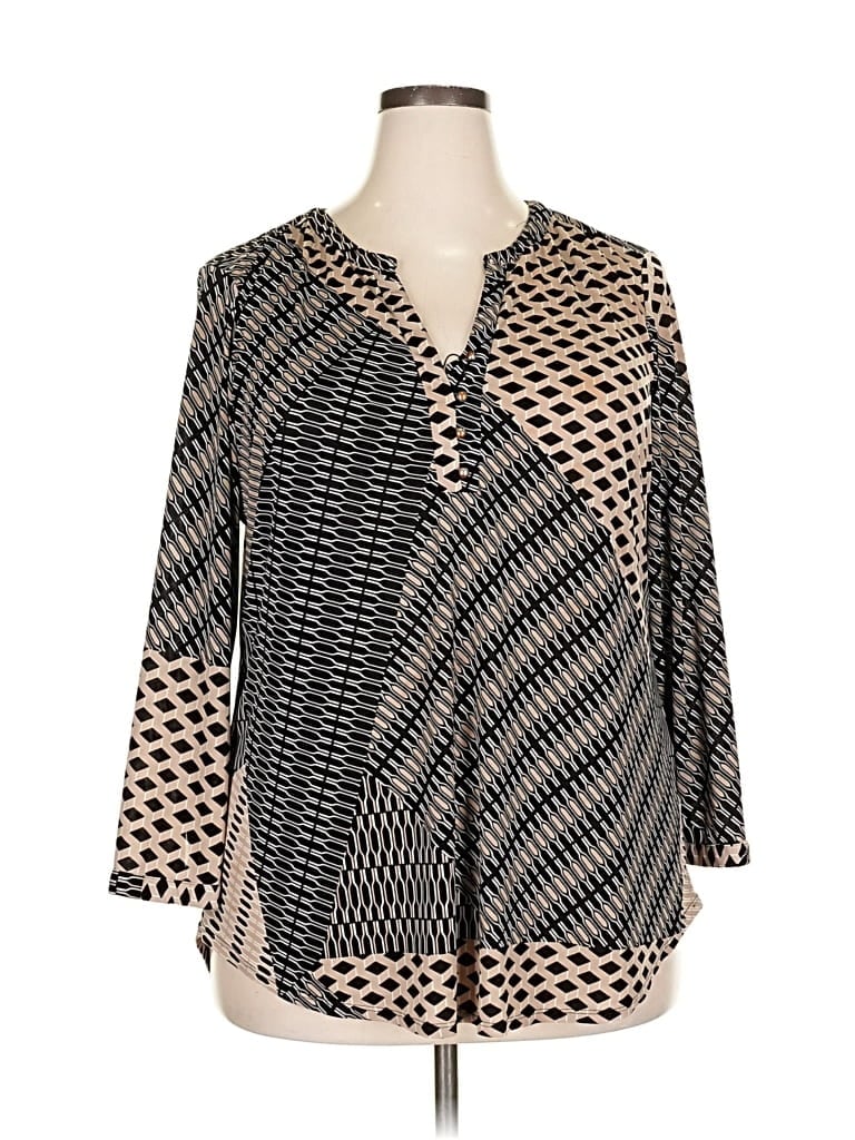 Pre-owned Dana Buchman Long Sleeve Blouse In Black