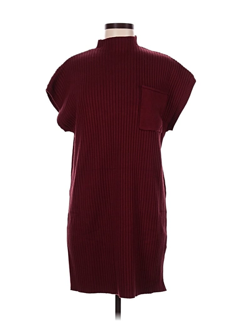 She + Sky Casual Dress In Burgundy