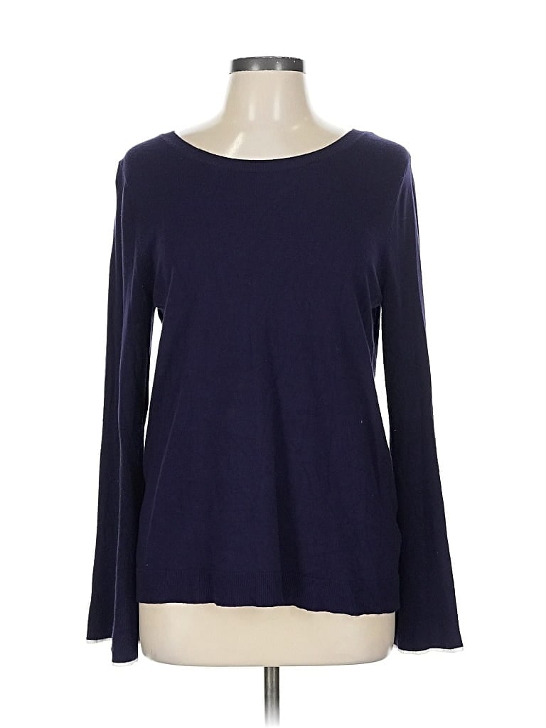 Pre-owned Cable & Gauge Pullover Sweater In Blue