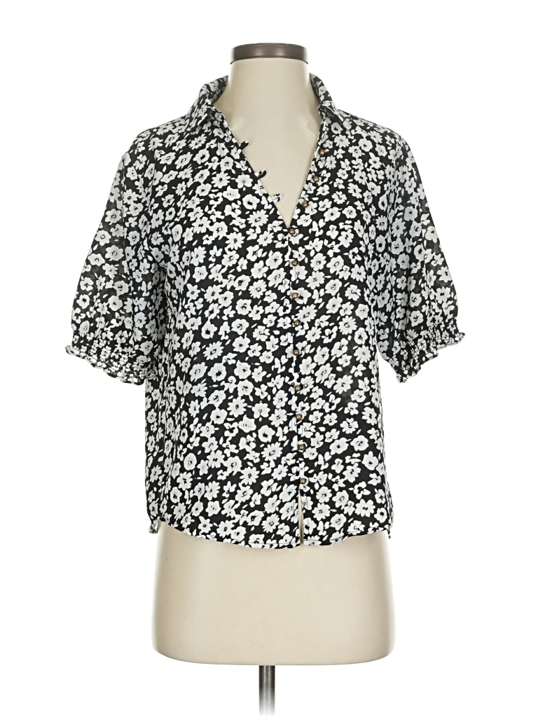 Pre-owned Heartloom Short Sleeve Blouse In Black