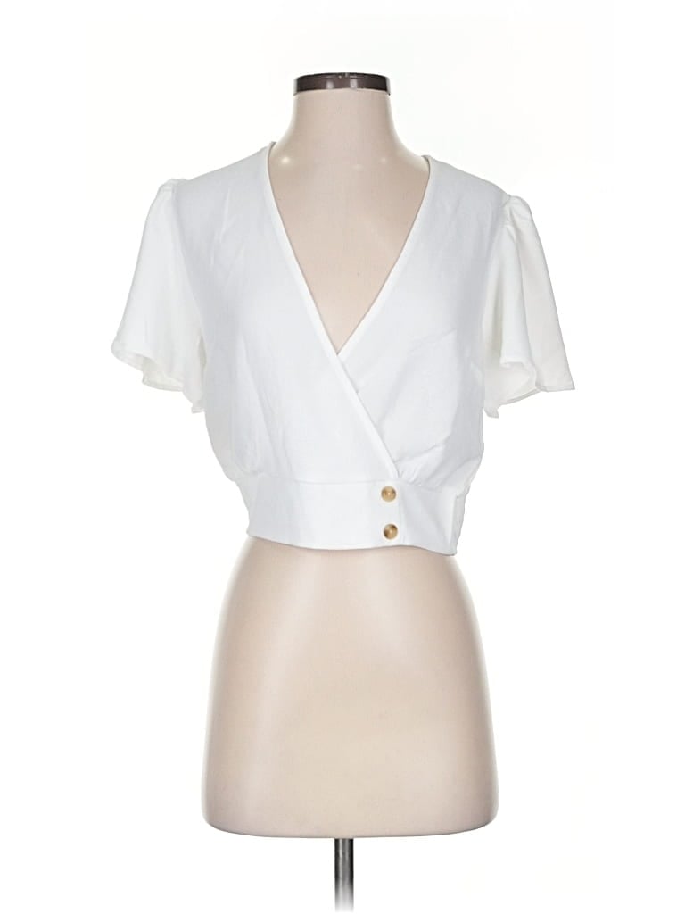 Pre-owned Monteau Short Sleeve Blouse In White