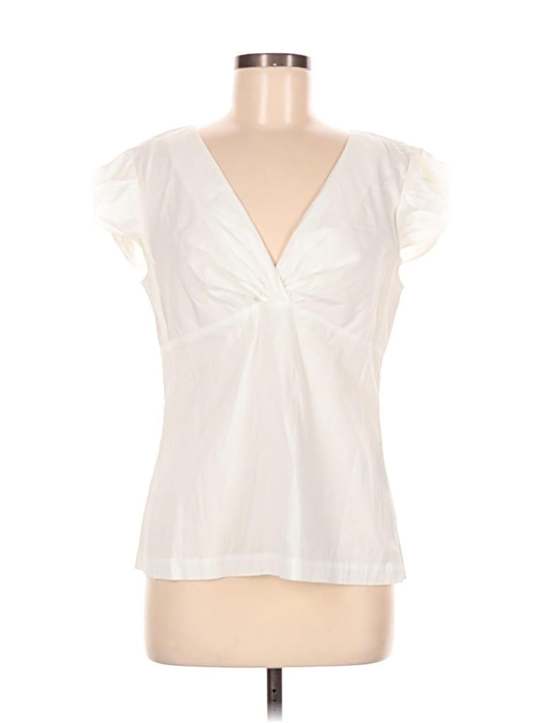 Pre-owned Ann Taylor Short Sleeve Blouse In White