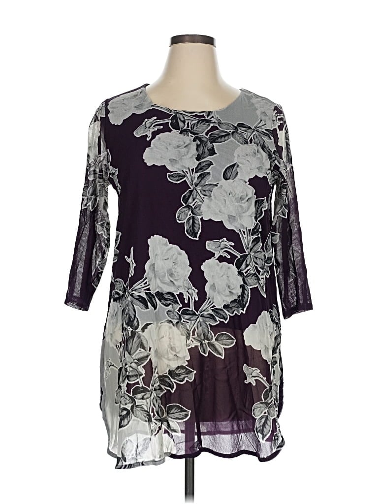 Pre-owned Alfani 3/4 Sleeve Blouse In Purple