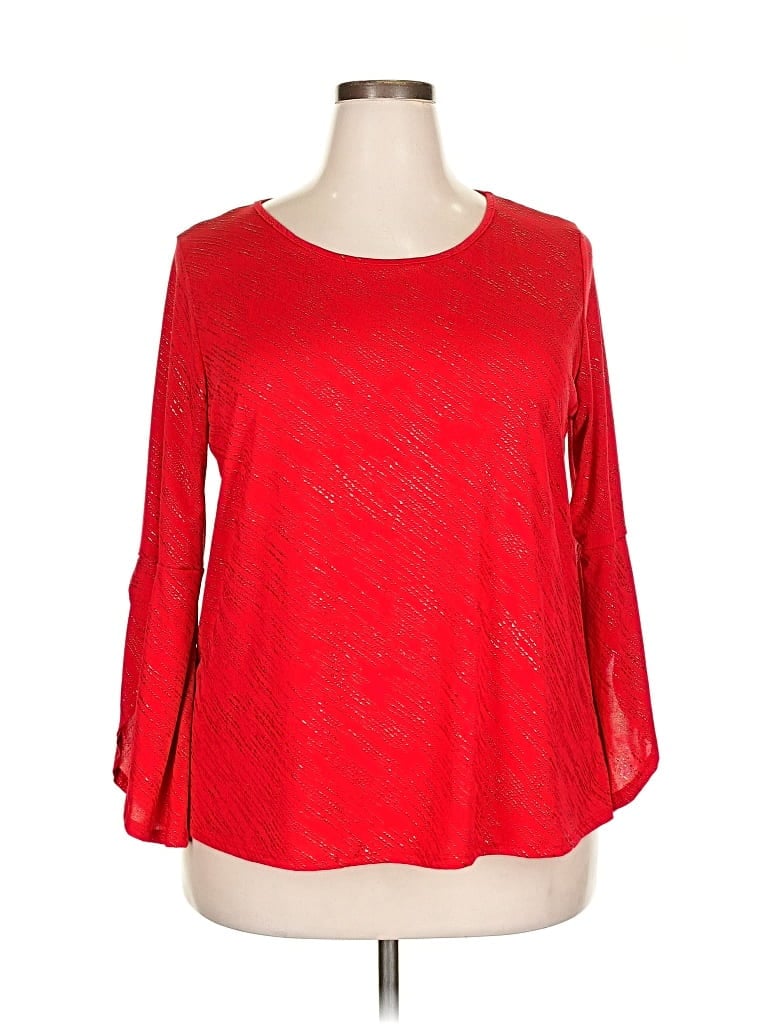 Pre-owned Amana 3/4 Sleeve Blouse In Red