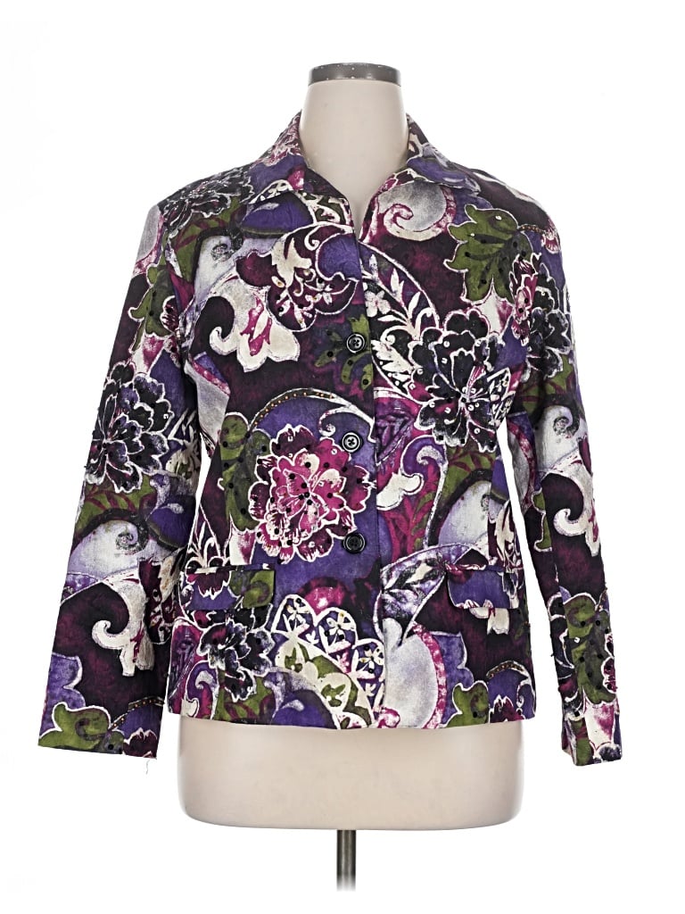 Pre-owned Chico's Blazer Jacket In Purple