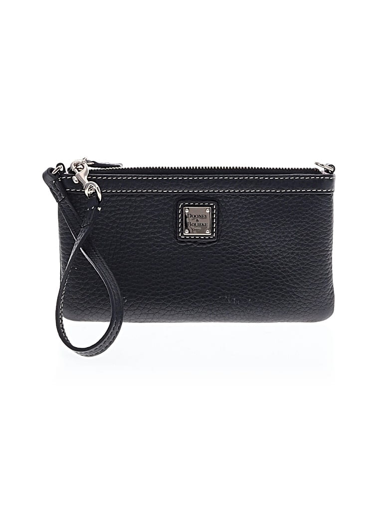 Pre-owned Dooney & Bourke Leather Wristlet In Black