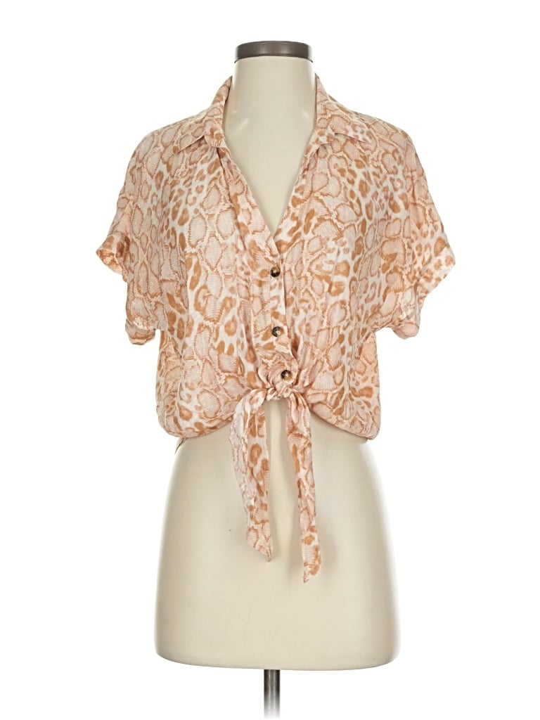 Pre-owned Show Me Your Mumu Short Sleeve Blouse In Brown