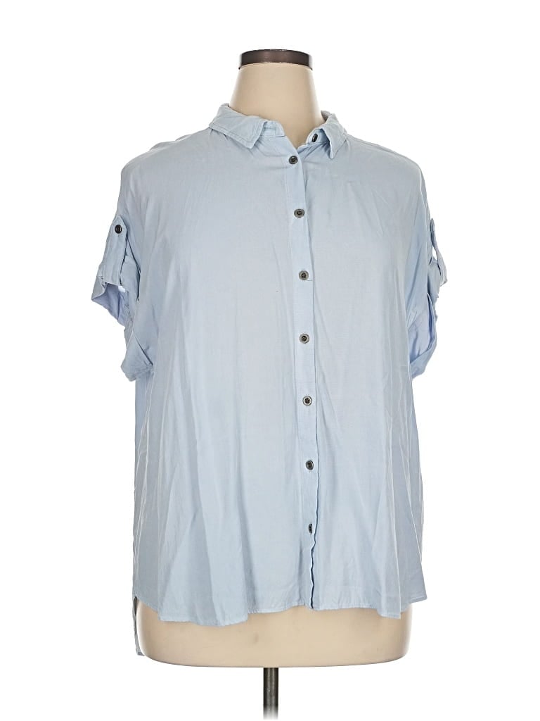 Pre-owned Jane And Delancey Short Sleeve Blouse In Blue