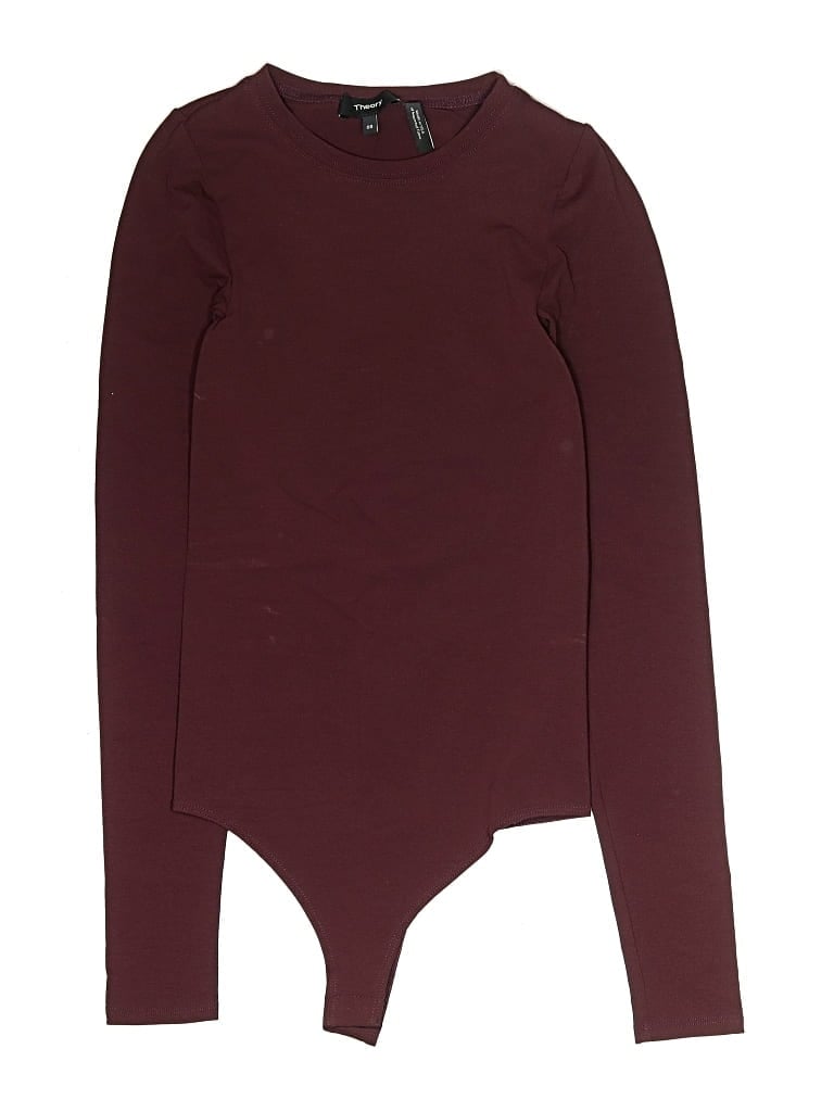 Pre-owned Theory Bodysuit In Burgundy
