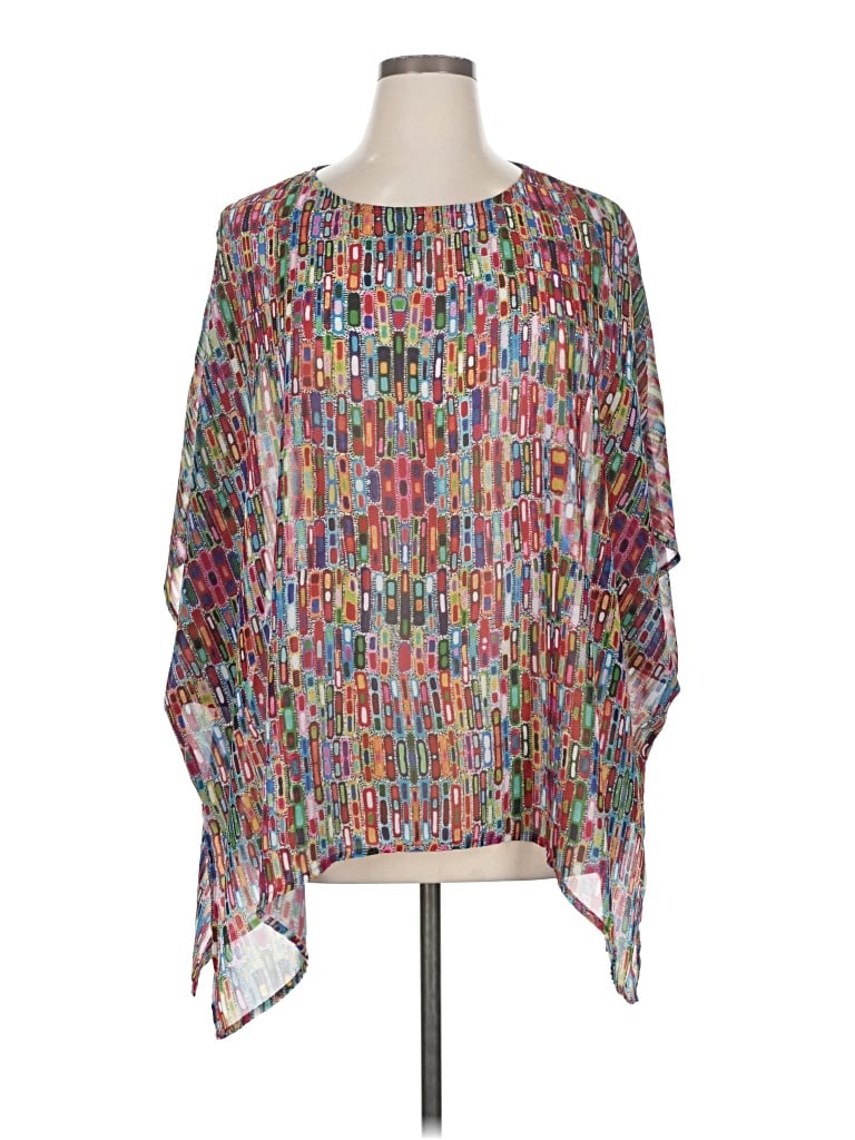 Pre-owned Ali Miles 3/4 Sleeve Blouse In Silver