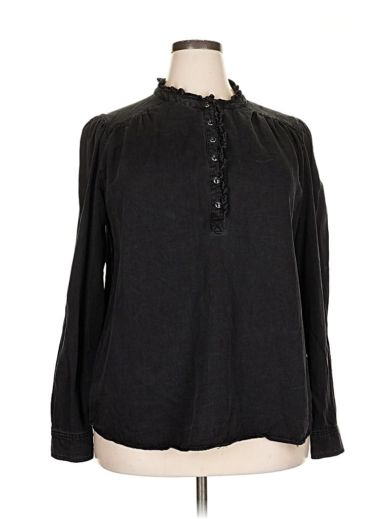 Pre-owned Knox Rose Long Sleeve Blouse In Black