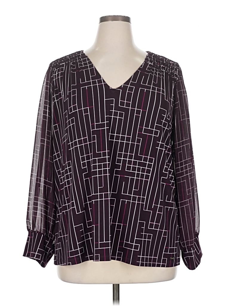 Pre-owned Calvin Klein Long Sleeve Blouse In Purple