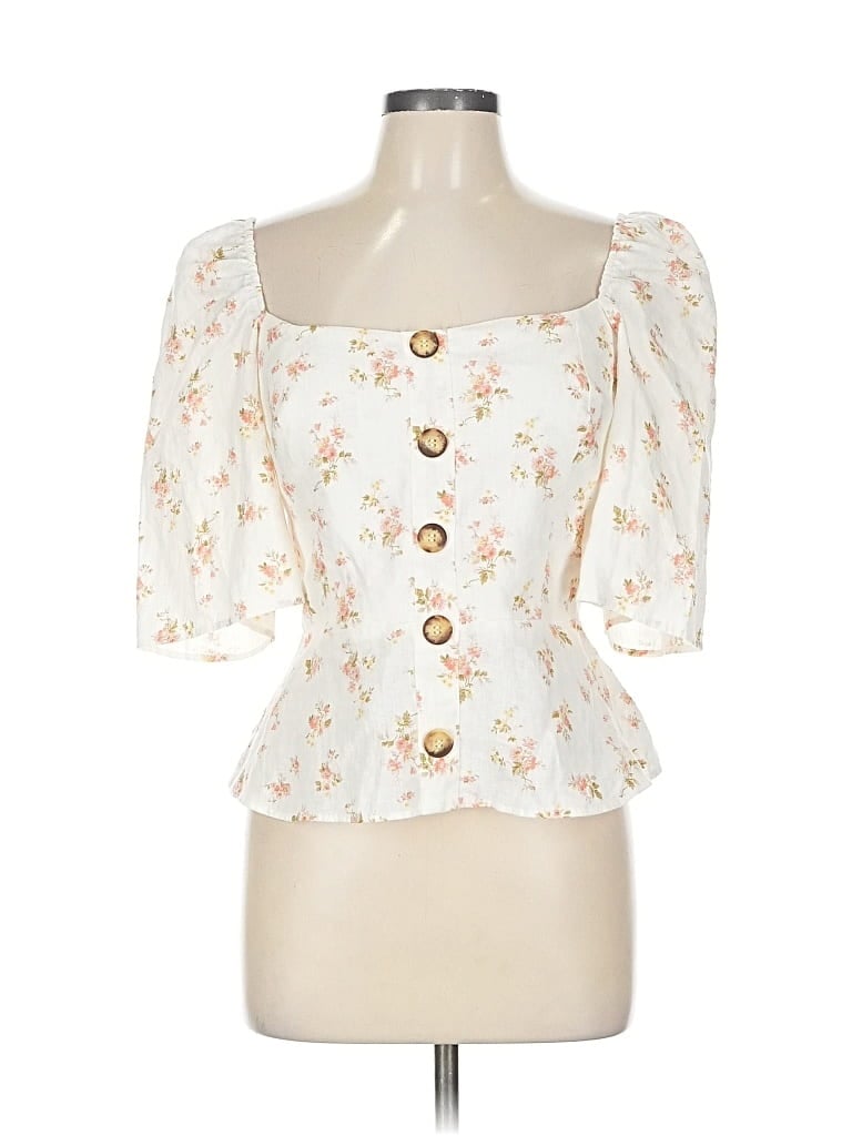 Pre-owned Reformation 3/4 Sleeve Blouse In White