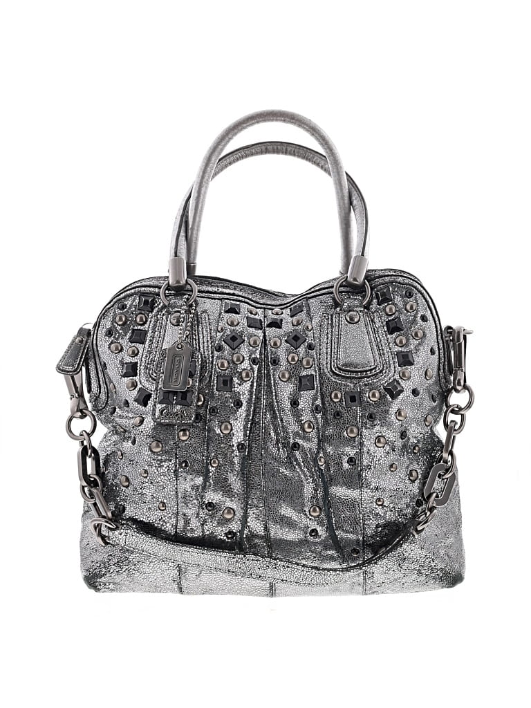 Pre-owned Coach Leather Satchel In Silver