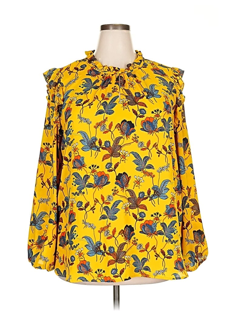 Pre-owned Ann Taylor Loft Long Sleeve Blouse In Yellow