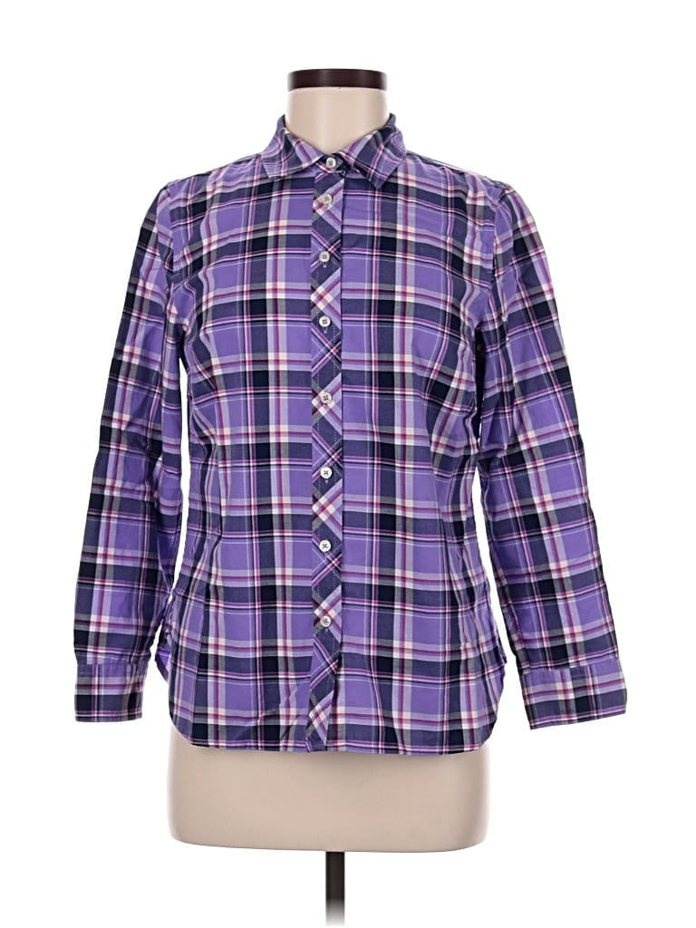 Pre-owned Talbots Long Sleeve Button Down Shirt In Purple