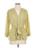 Max Studio 100% Polyester Floral Yellow 3/4 Sleeve Blouse Size L (estimated) - photo 1