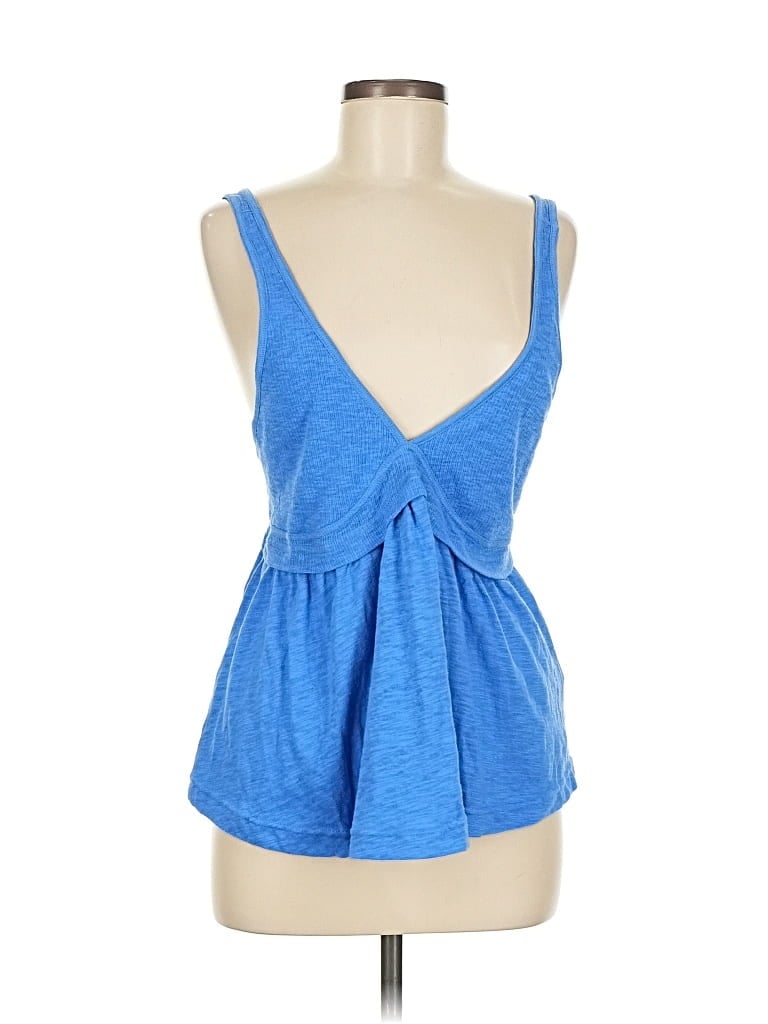 Free People Sleeveless Top Blue Plunge Neckline Tops