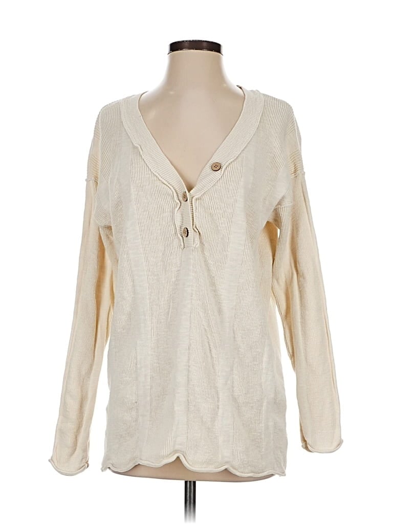 Pre-owned Fp Beach Cardigan Sweater In White