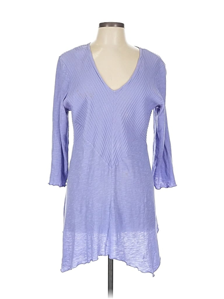 Pre-owned Fenini 3/4 Sleeve Top Purple V Neck Tops